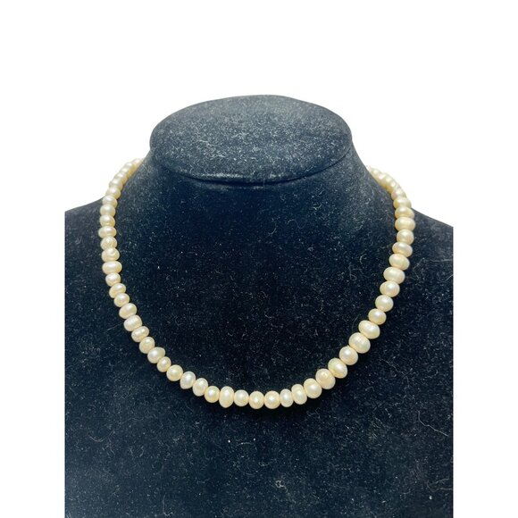 Handmade Freshwater Pearl Necklace With Gold-Plated Clasp 18" A377 - Picture 1 of 5